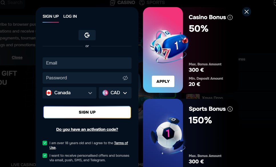 Data point — registration page: promo field before confirmation